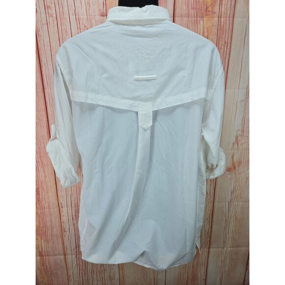 ExOfficio Mens Air Strip L/S Shirt Large White UPF 30 Sun Protection Roll-Up NWT - Picture 2 of 9